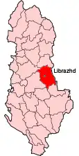 Okręg Librazhd na mapie Albanii