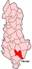 Okręg Përmet na mapie Albanii