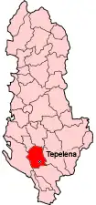 Okręg Tepelena na mapie Albanii