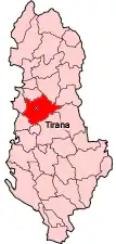 Okręg Tirana na mapie Albanii