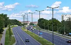 Widok z wiaduktu w ciągu ul. Jurczaka na wschód