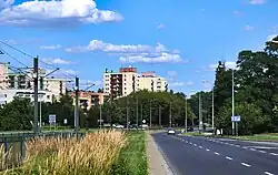 Widok alei od węzła im. gen. Rayskiego w kierunku wschodnim