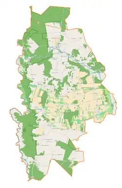 Mapa konturowa gminy Aleksandrów, po lewej znajduje się punkt z opisem „Szarbsko”
