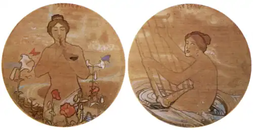 Wiosna i Jesień (1908), akwarela na tkaninie, Muzeum Ishibashi, Kurume