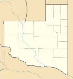 Mapa konturowa La Pampy, u góry po prawej znajduje się punkt z opisem „General Pico”