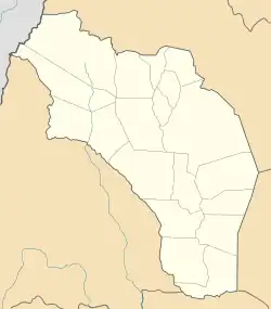 Mapa konturowa prowincji La Rioja, blisko górnej krawiędzi po lewej znajduje się czarny trójkącik z opisem „Cerro Bonete”