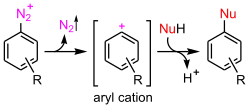 Aromatyczna substytucja nukleofilowa z wytworzeniem formy kationowej