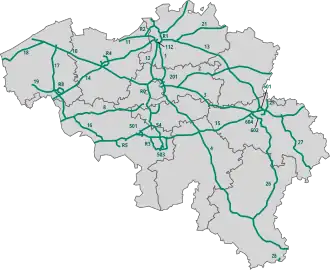 Mapa autostrad w Belgii