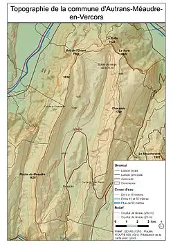 Plan gminy Autrans-Méaudre en Vercors