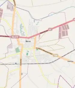 Mapa konturowa Błonia, u góry po prawej znajduje się czarny trójkącik z opisem „Łysa Góra”