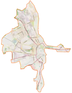 Mapa konturowa Bobrujska, w centrum znajduje się punkt z opisem „Bobrujsk”