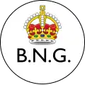 Nowa odznaka wprowadzona po aneksji Brytyjskiej 1888–1906 (B.N.G.-British New Guinea)
