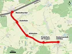 Mapa przebiegu linii kolejowej 6429