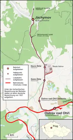 Mapa przebiegu linii kolejowej