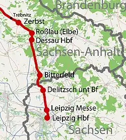 Mapa przebiegu linii kolejowej 6411