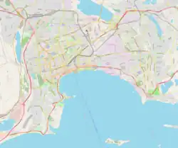 Mapa konturowa Baku, na dole po lewej znajduje się punkt z opisem „ASCO Arena”