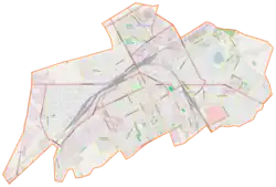 Mapa konturowa Baranowicz, blisko lewej krawiędzi na dole znajduje się punkt z opisem „Borowce”