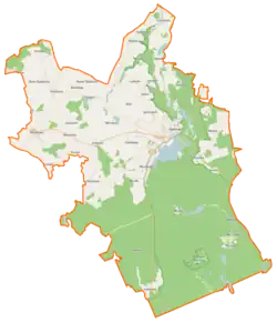 Mapa konturowa gminy Barlinek, u góry znajduje się punkt z opisem „Skalisty Jar Libberta”