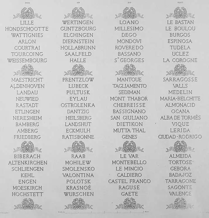 Bitwy zapisane na wewnętrznych fasadach łuku