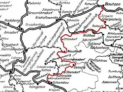Mapa przebiegu linii kolejowej 6216Streckennummern.