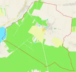 Mapa konturowa Białaczewa, blisko centrum na prawo u góry znajduje się punkt z opisem „Białaczów”