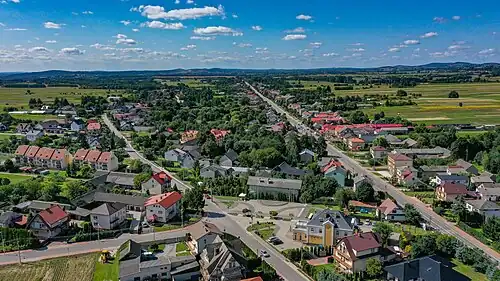 Bieliny z lotu ptaka - Ulica Kielecka i Starowiejska
