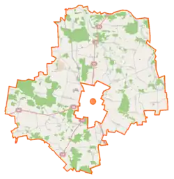 Mapa konturowa gminy wiejskiej Bielsk Podlaski, u góry nieco na prawo znajduje się punkt z opisem „Ploski”