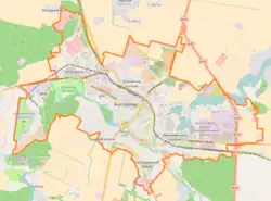 Mapa konturowa Białej Cerkwi, po lewej znajduje się punkt z opisem „Aleksandria”