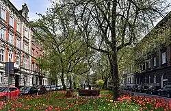 Ulica Biskupia, skwer pośrodku to Plac Biskupi