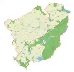 Mapa konturowa gminy Biskupiec, u góry znajduje się punkt z opisem „Uroczysko Piotrowice”