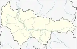 Mapa konturowa Chanty-Mansyjskiego Okręgu Autonomicznego – Jugry, blisko centrum na dole znajduje się punkt z opisem „Miegion”