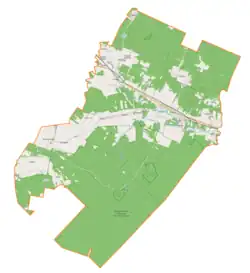 Mapa konturowa gminy Bliżyn, u góry znajduje się punkt z opisem „Ciechostowice”