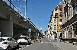 Widok na północ, na wysokości skrzyżowania z ul. H. Kołłątaja (2024)