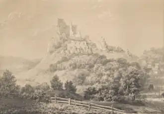 Bobolice, rysunek Napoleona Ordy (ok. 1881)