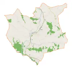 Mapa konturowa gminy Bobowa, u góry po prawej znajduje się punkt z opisem „Siedliska”
