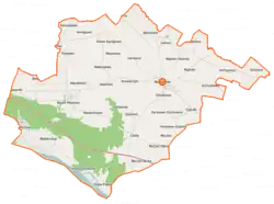 Mapa konturowa gminy Bodzanów, w centrum znajduje się punkt z opisem „Chodkowo”