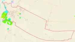 Mapa konturowa Bolesławca, u góry po lewej znajduje się punkt z opisem „Parafia pod wezwaniem Świętej Trójcy”