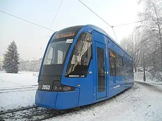 Zaokrąglone przód i tył tramwaju