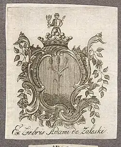 Ekslibris herbowy Adama Zaleskiego z herbem Godziemba