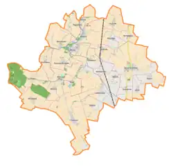 Mapa konturowa gminy Borów, po lewej znajduje się punkt z opisem „Suchowice”