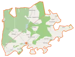 Mapa konturowa gminy Brańszczyk, na dole nieco na prawo znajduje się punkt z opisem „Stare Budy”