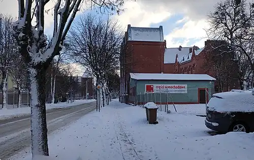 Widok zimą – sąd, fabryka cygar i&nbsp;Wieża Klesza