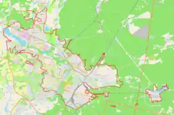 Mapa konturowa Briańska, w centrum znajduje się punkt z opisem „Briańsk Orłowski”