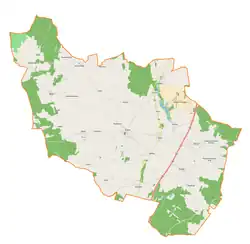 Mapa konturowa gminy Brzeźnio, po prawej znajduje się punkt z opisem „Barczew”