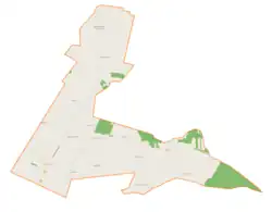 Mapa konturowa gminy Budziszewice, po lewej znajduje się punkt z opisem „Zalesie”
