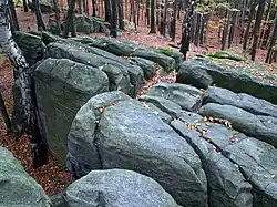 Formacje skalne na szczycie Bukowej Góry