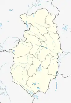 Mapa konturowa obwodu Pazardżik, w centrum znajduje się punkt z opisem „Wetren”