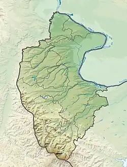 Mapa konturowa obwodu Widyń, blisko centrum na lewo znajduje się punkt z opisem „Magura”