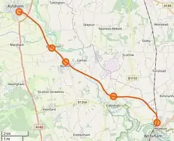 Mapa przebiegu linii kolejowej