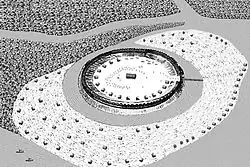 Graficzna rekonstrukcja grodu Brenny (ok. 1100 r.)